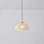 Charger l'image dans la visionneuse de galerie, Handwoven Rattan Dome Swag Pendant