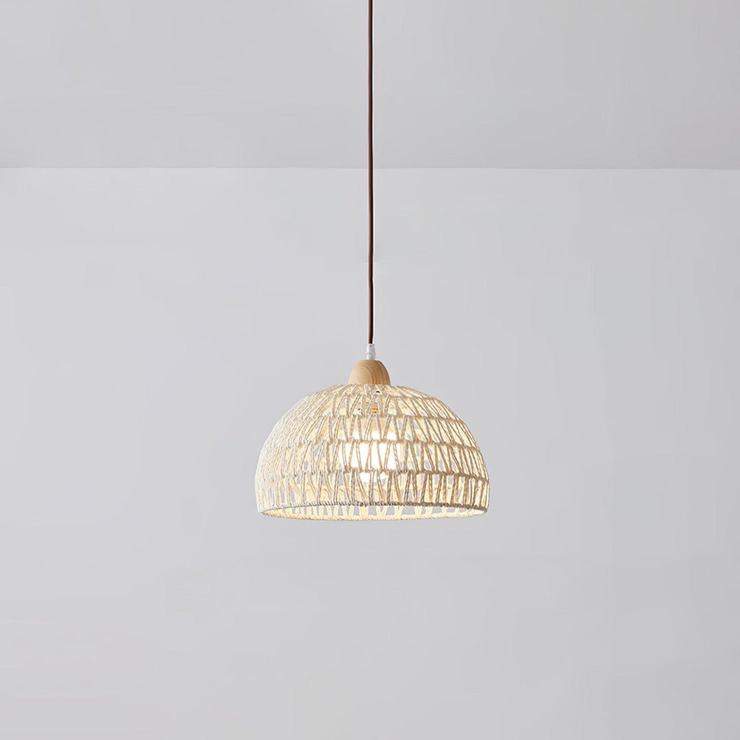 Handwoven Rattan Dome Swag Pendant