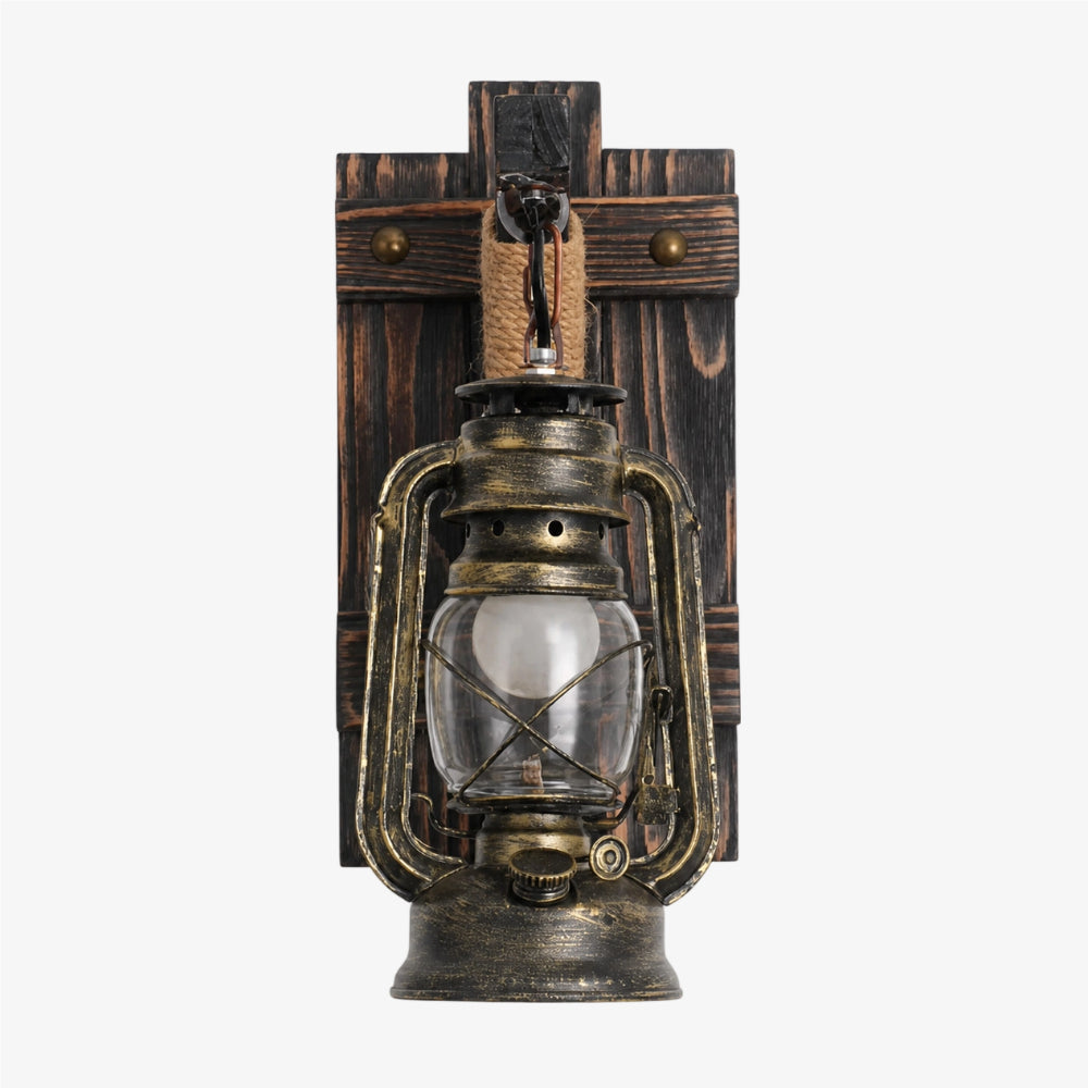 Rustic Wood and Rope Bottle Wall Sconce