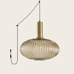 Charger l'image dans la visionneuse de galerie, Tawny Model C ribbed glass plug-in pendant light