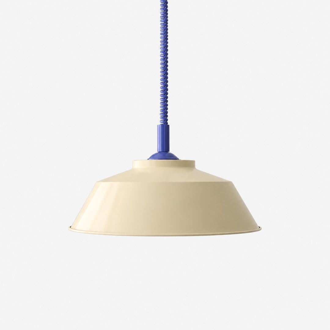 Memphis pendant with ivory shade and blue cord