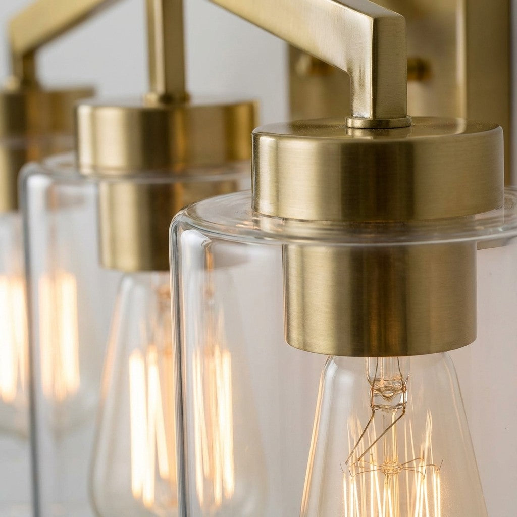 Lámpara de pared con cilindro de vidrio industrial Brassiq - Luz para tocador de baño estilo antiguo