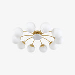 Load image into Gallery viewer, Gold milk glass ceiling light with 10 plus 1 heads