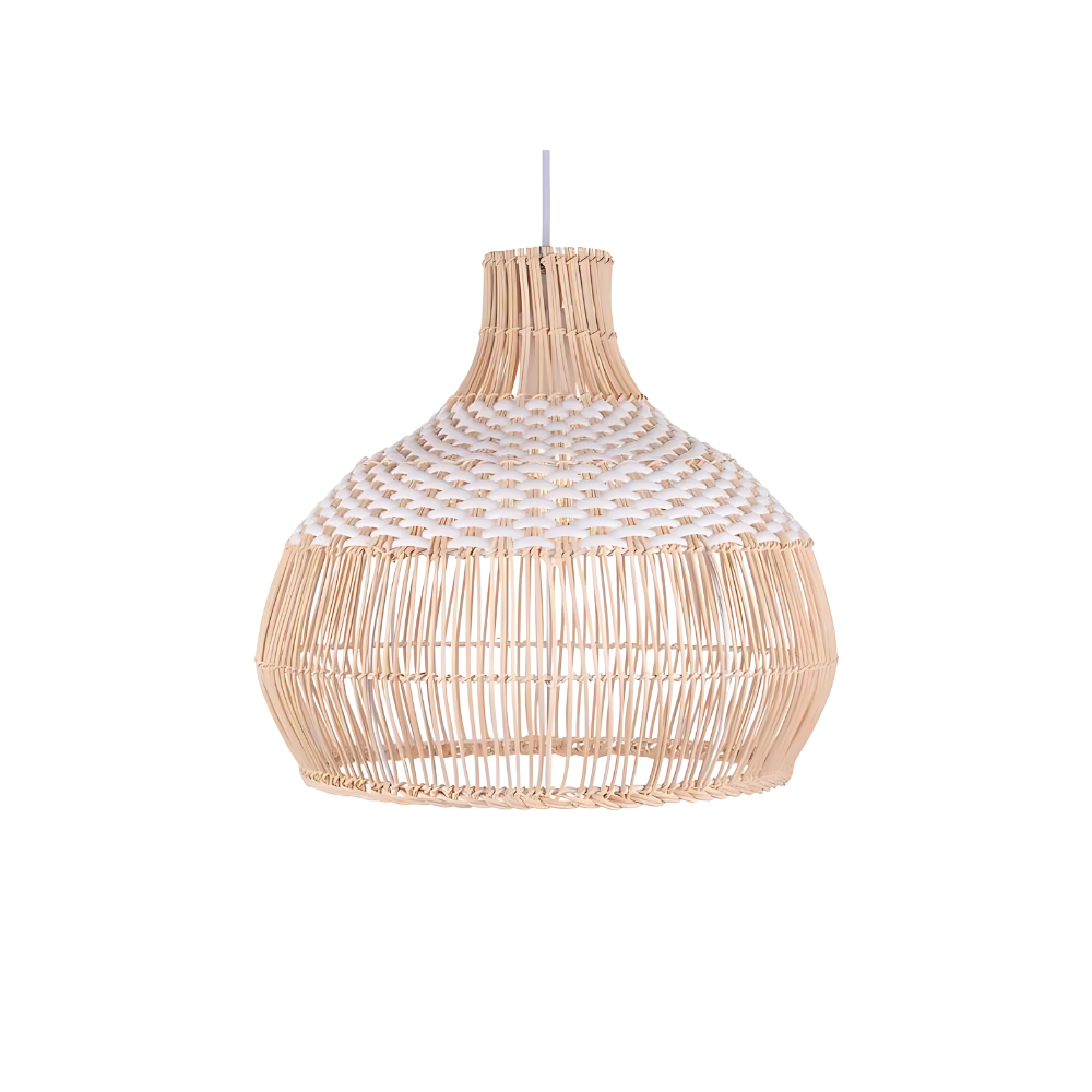 Luftige Weiße Eleganz Natürliche Rattan-Pendelleuchte