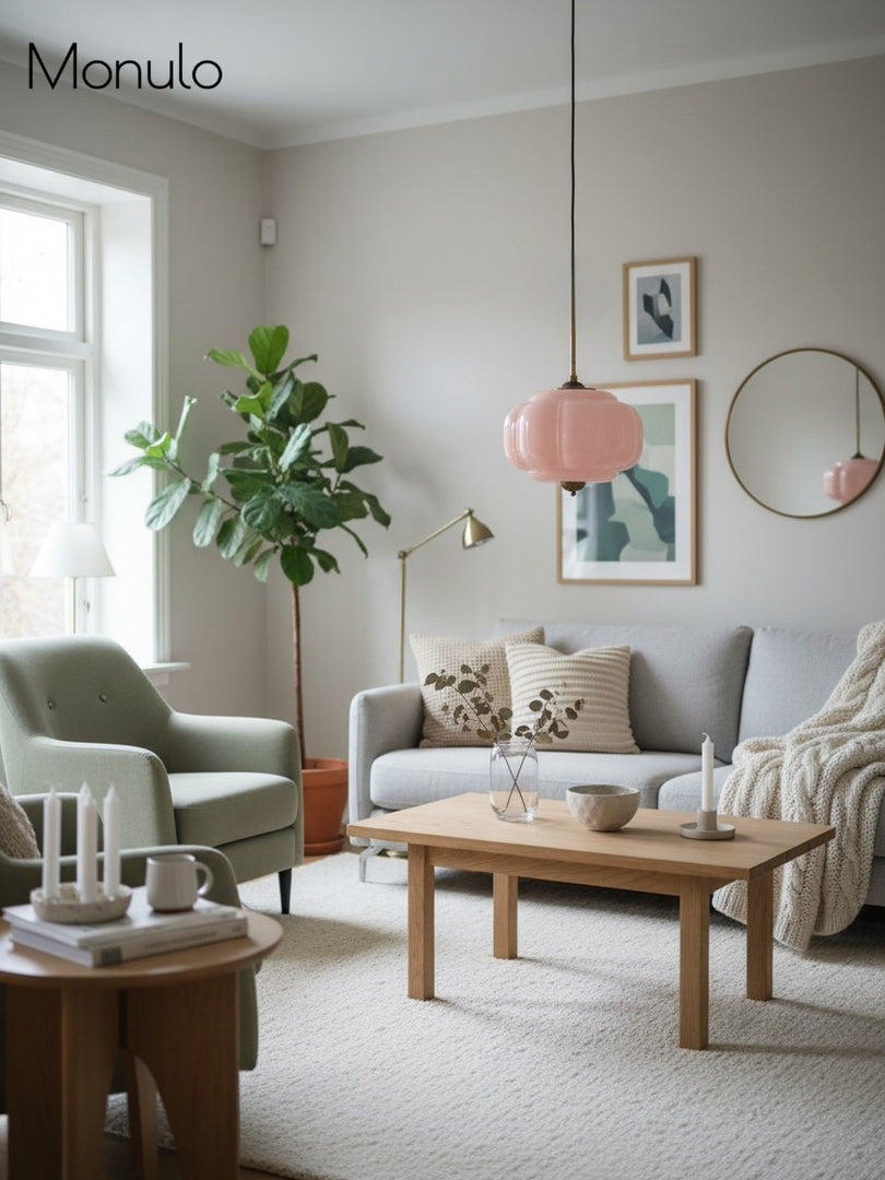 Vintage Milk Glass Semi Flush Mount Eloise Pendant Light