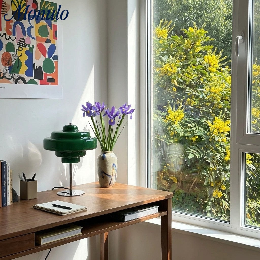 Lámpara de mesa de cristal Koloro: moderna lámpara de niveles para espacios de estar o de trabajo