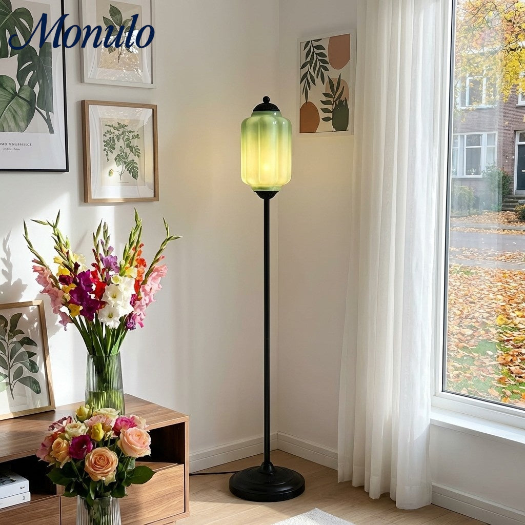 Eloise Decorative Glass Pumpkin Floor Lamp - Retro Organic Style for Living Rooms