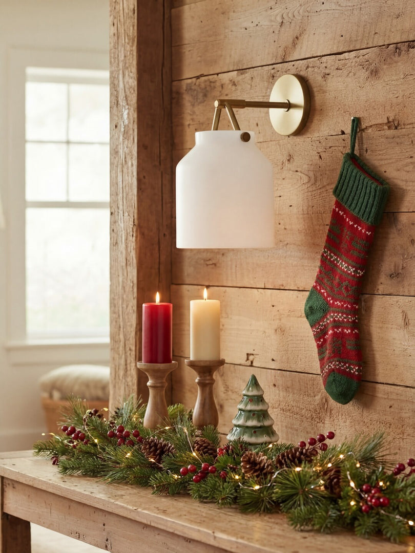 Applique murale minimaliste Hanton – Applique en verre lait vintage avec accent en métal