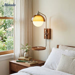 Load image into Gallery viewer, Sunset Glow Modern Wall Sconce with Acrylic Shade and Wood-Texture Base for Bedroom Hallway Living Room