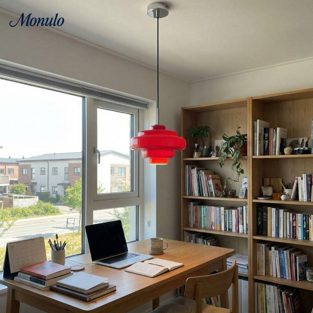 Lámpara colgante Koloro con pantalla de vidrio coloreado: moderna lámpara de suspensión ajustable para interiores.