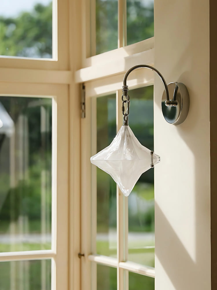 Aplique de pared Art Déco Star - Lámpara de vidrio esmerilado para pasillo - Astris Selene 