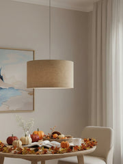 Dumora gewebter Struktur-Trommelschirm Anhänger – moderne minimalistische Deckenlampe für Ess- und Wohnzimmer