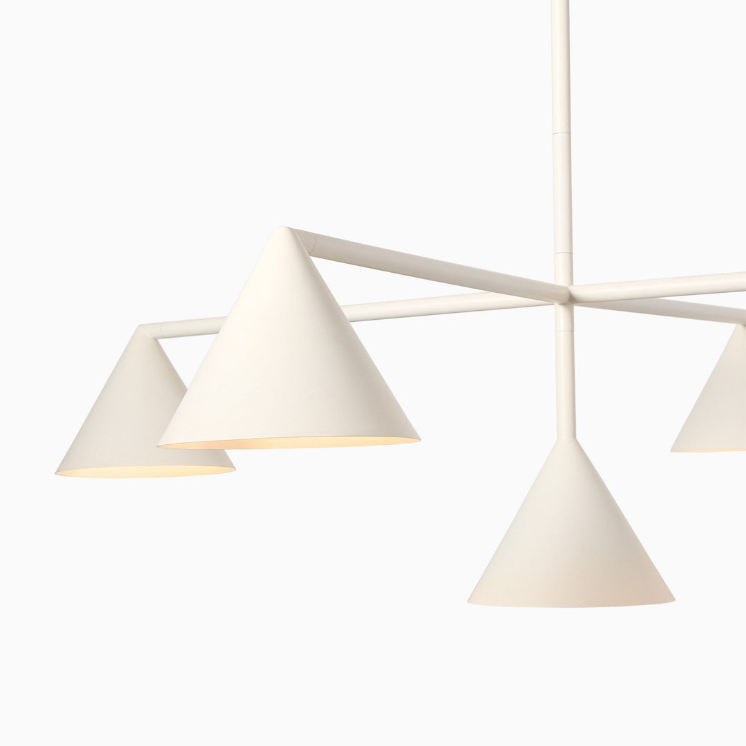 Lámpara de araña de metal con pantalla cónica Brivana: lámpara de comedor minimalista lineal