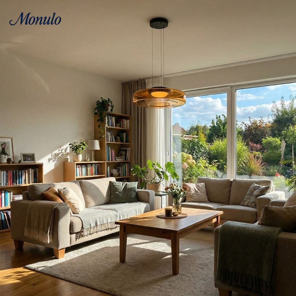 Lámpara colgante de vidrio con forma de disco apilado Verdoma Iluminación nórdica contemporánea para cocinas