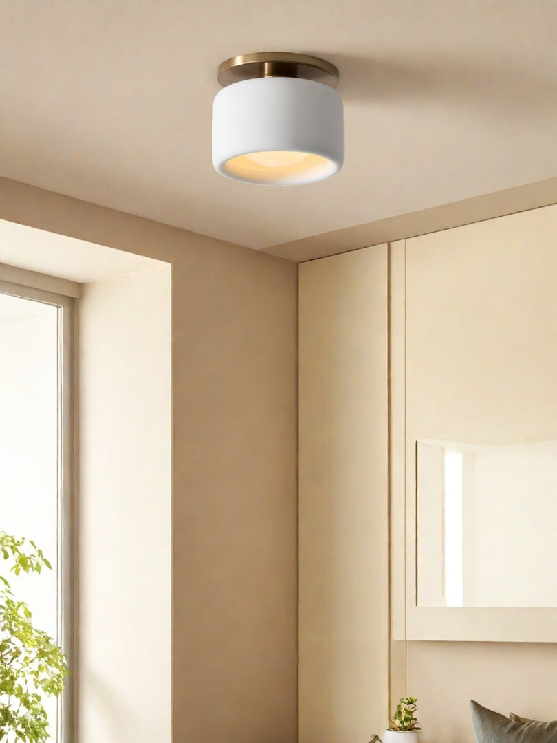 Lámpara de techo empotrada de porcelana: luminaria moderna de perfil bajo 