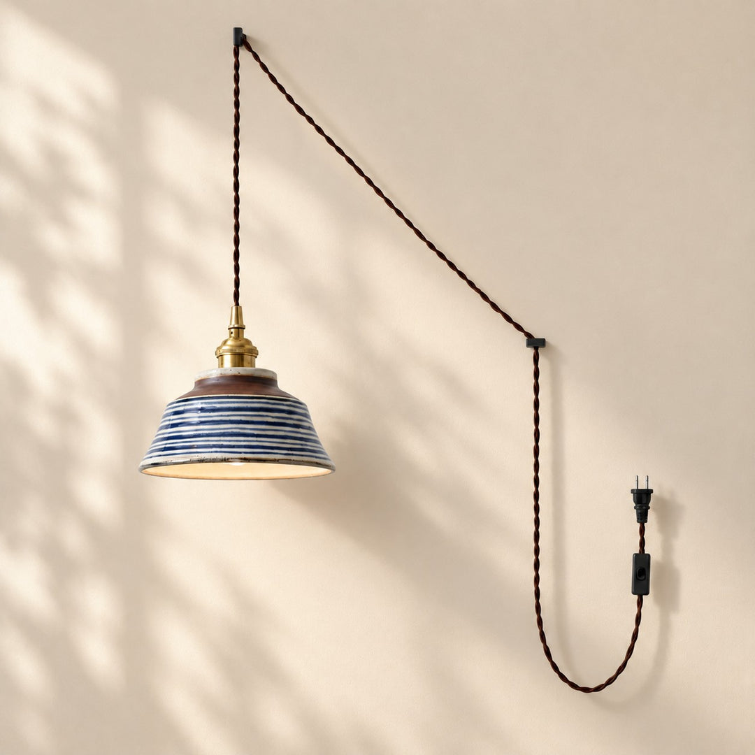 Hand-Painted Ceramic Plug-In Swag Pendant