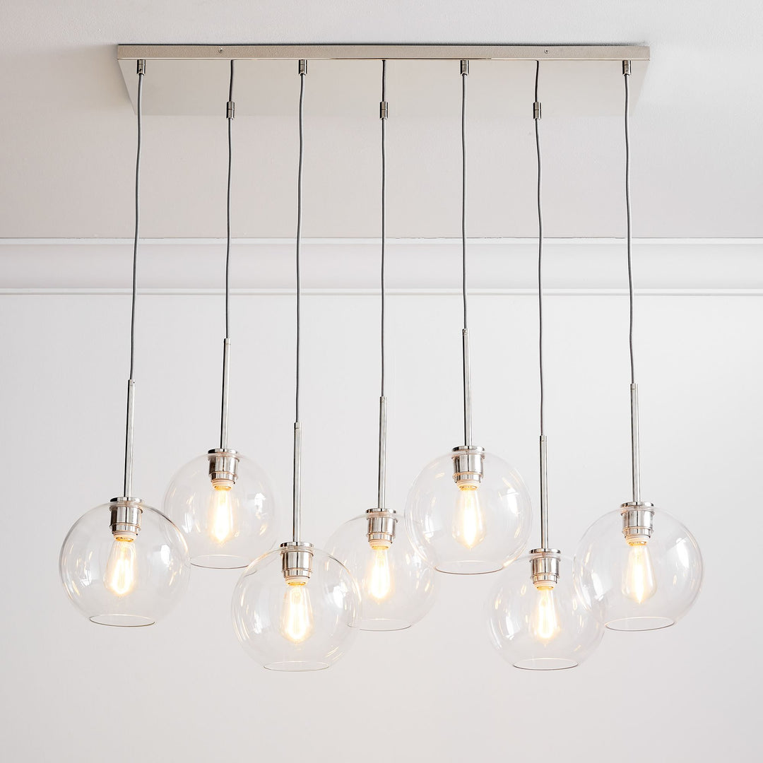 Selvion Eleganter 7-Licht Kugel Kronleuchter – Glas Pendelleuchte