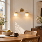 Bild in Gallery-Viewer laden, Sculptural Glass Wall Sconce with one to three lights and a metal wall mount - New2609-1024411 interior scene