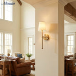 Bild in Gallery-Viewer laden, Rowan Nordic Rustikale Messing Stoff-Wandlampe