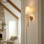 Bild in Gallery-Viewer laden, Rowan Nordic Rustikale Messing Stoff-Wandlampe