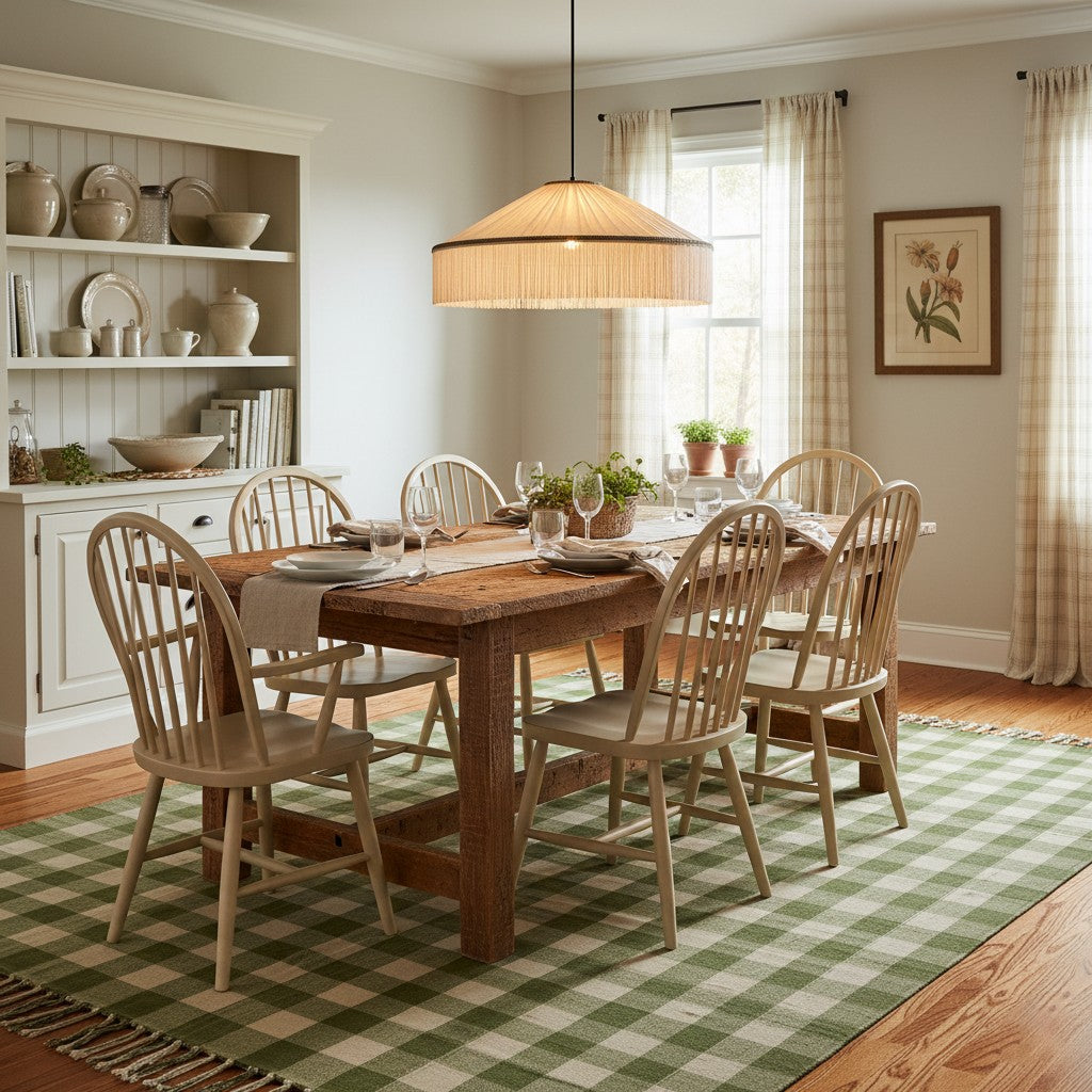 Beige Pleated Fabric Fringe Plug-In Pendant