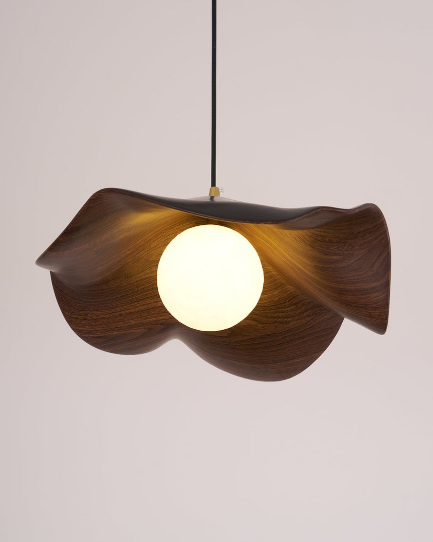 Leaf Vein Glass Plug-In Pendant Lamp