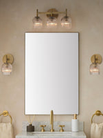 Cargar imagen en el visor de la Galería, Aplique de vidrio acanalado: lámpara de pared de latón y vidrio en estilos simple, doble y triple
