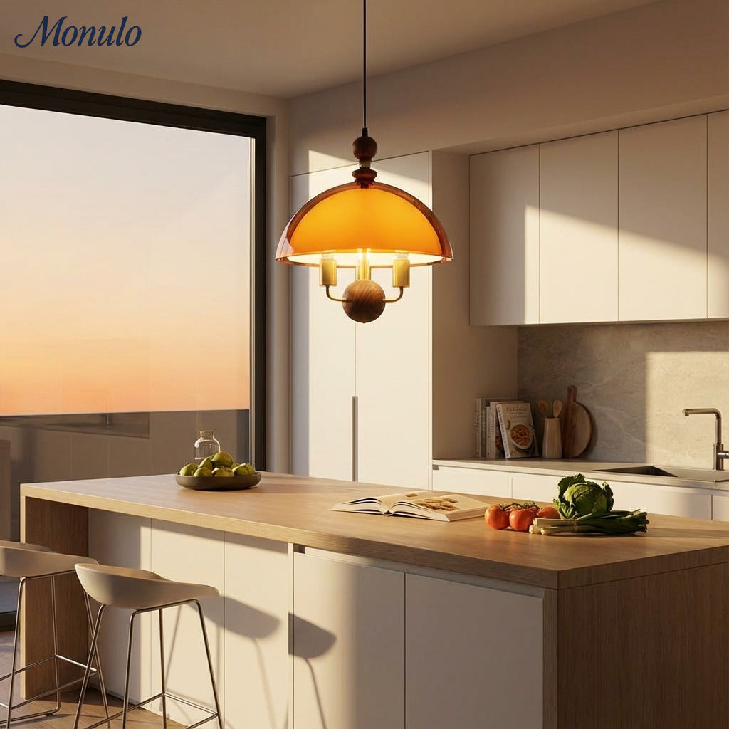 Lanterne suspendue médiévale Sunset Afterglow avec abat-jour en acrylique français pour salle à manger et hall d'entrée