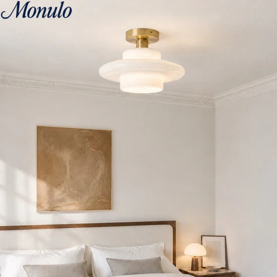 Plafonnier fixe Art Déco en verre laiteux