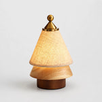 Cargar imagen en el visor de la Galería, Mid-century rechargeable table lamp with fabric shade and wood base