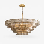Cargar imagen en el visor de la Galería, French vintage ripple glass chandelier with smoked glass