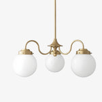 Load image into Gallery viewer, Glorica Glass Vintage Globe Chandelier - Brass 3-Light Frosted Glass Hanging Fixture
