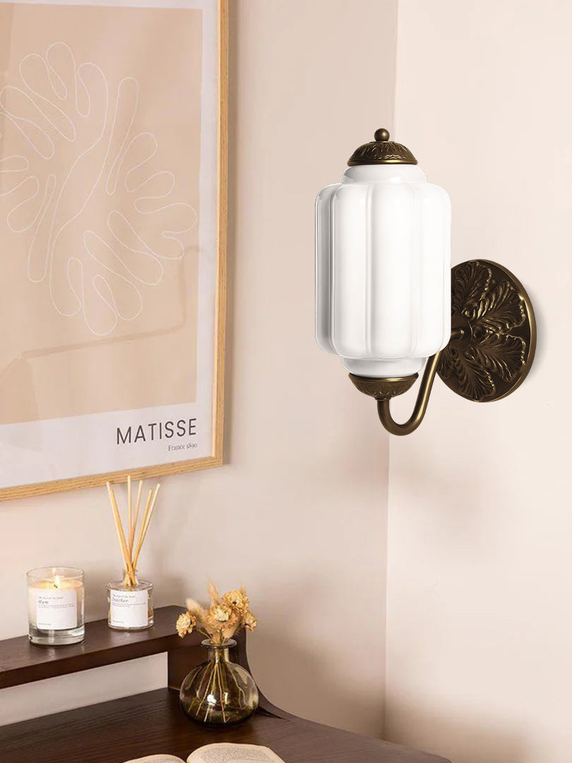 Vintage Milk Glass Sconce Bedside Hallway Eloise Wall Sconce