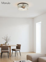 Load image into Gallery viewer, Bravira Elegant Ribbed Glass Flush-Mount Ceiling Light – Modern Low-Profile Fixture for Bedroom
