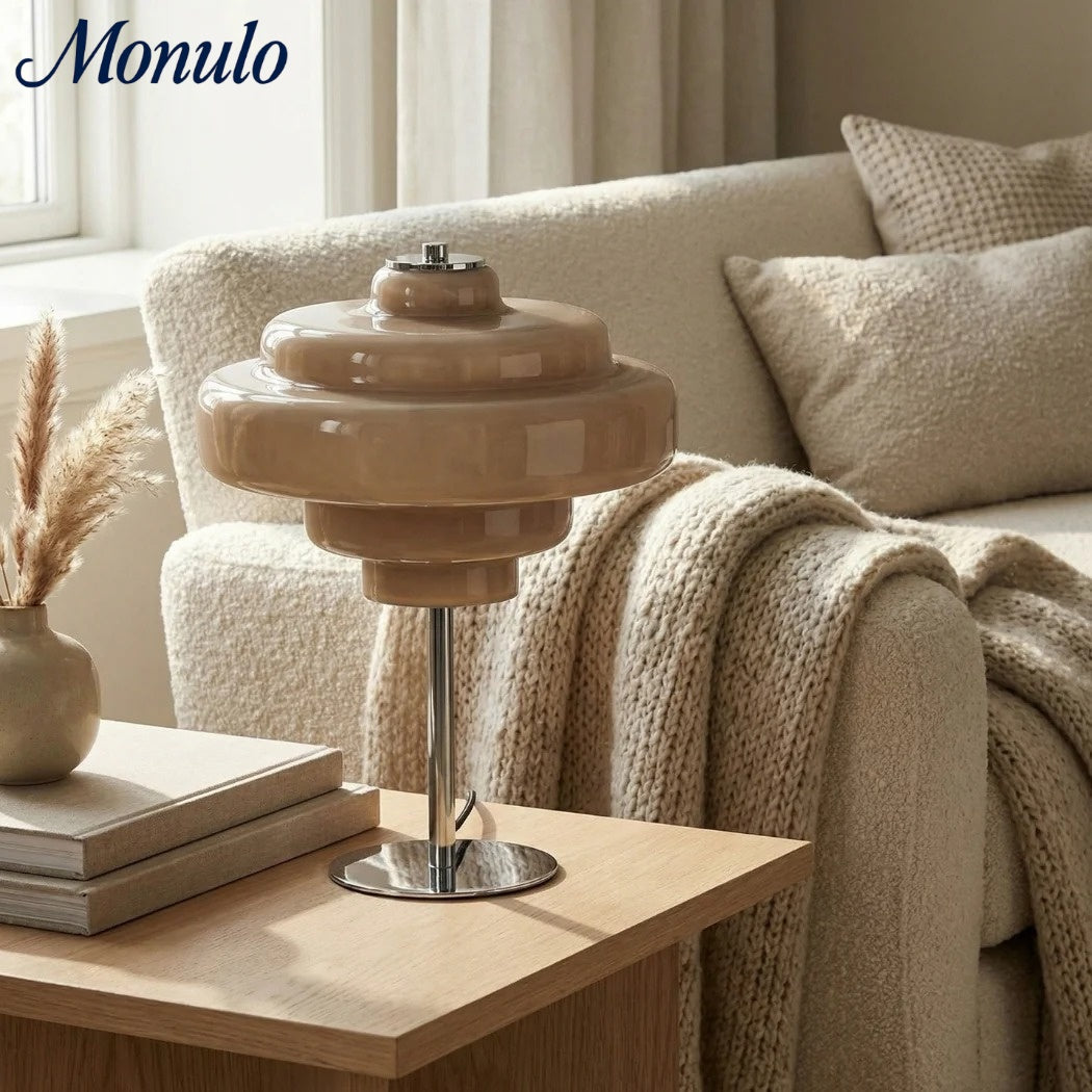 Lámpara de mesa de cristal Koloro: moderna lámpara de niveles para espacios de estar o de trabajo