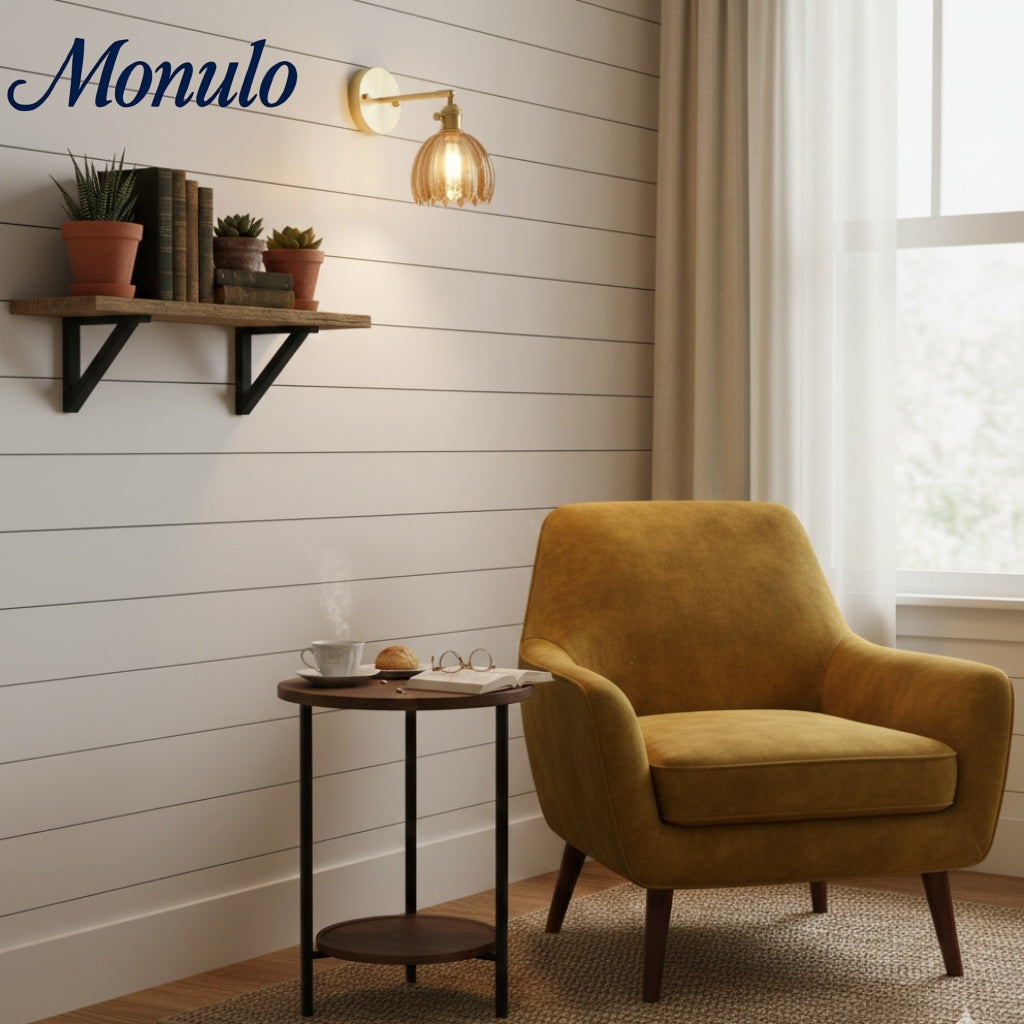 Verdoma Tulip Inspired Floral Shade Wall Lamp — Art Deco Inspired Decorative Sconce for Bedrooms