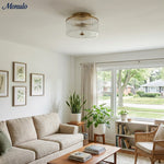 Charger l'image dans la visionneuse de galerie, Plafonnier encastré Rivora Vintage en verre côtelé pour salon