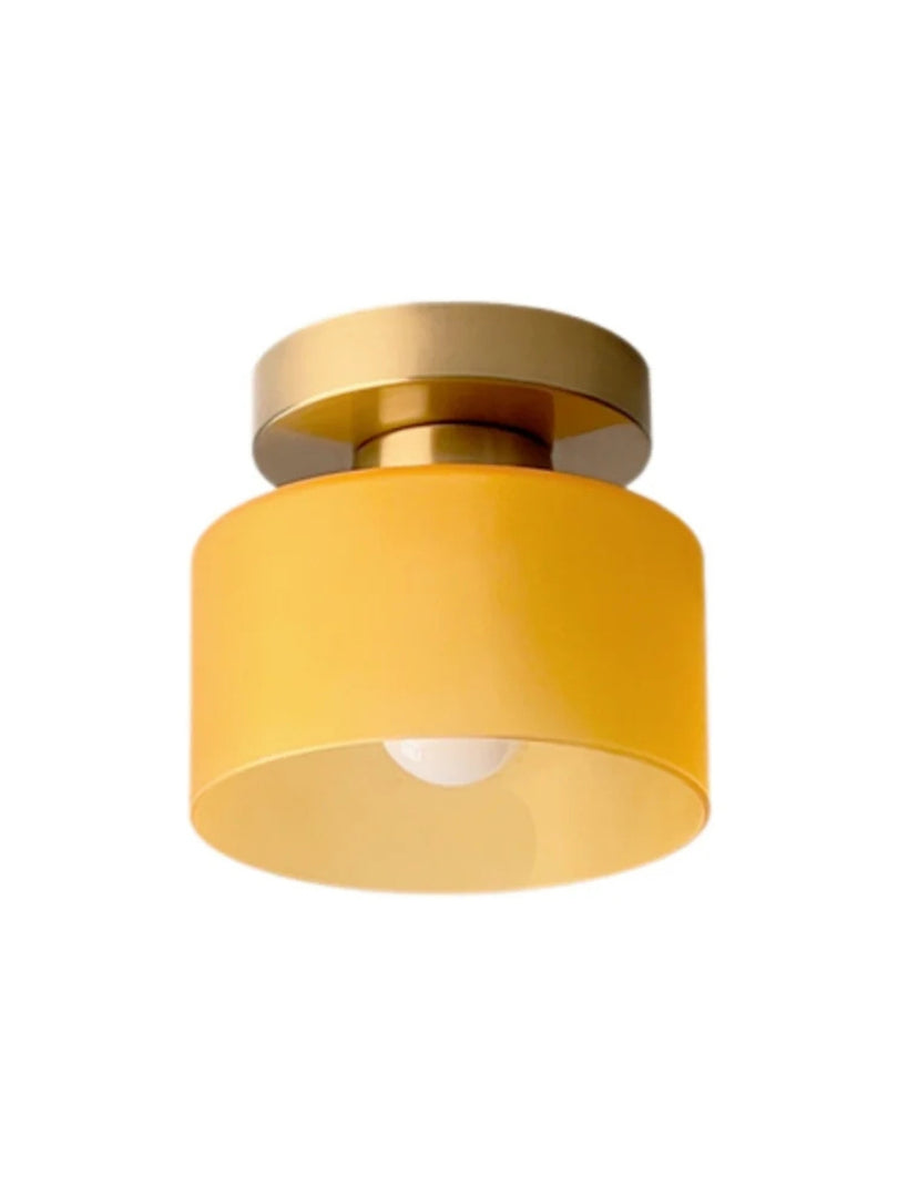Nordic Morandi Cylinder Glass Ceiling Light – Colorful Fixture For Hallways
