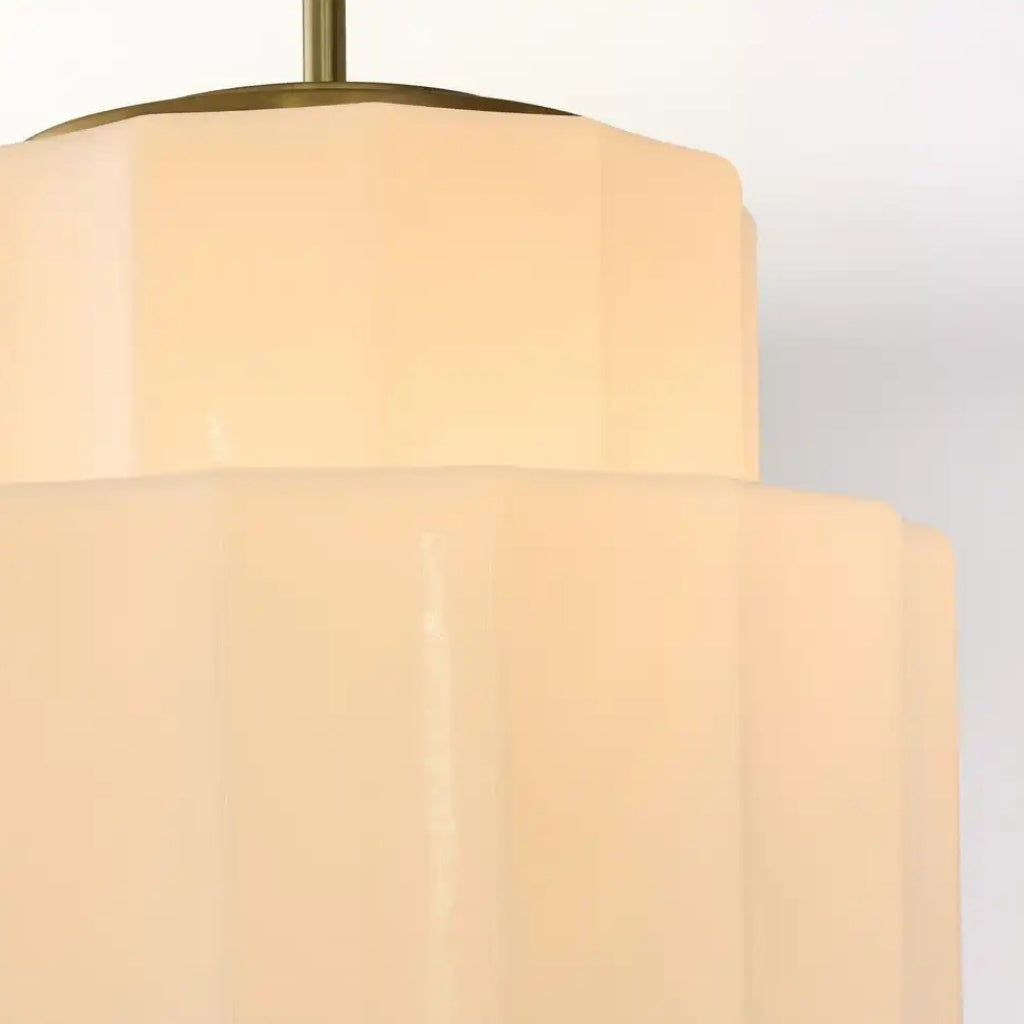 Geotower Glass Tiered Opal Pendant Light - Art Deco Vintage Style Ceiling Lamp for Living and Dining Areas