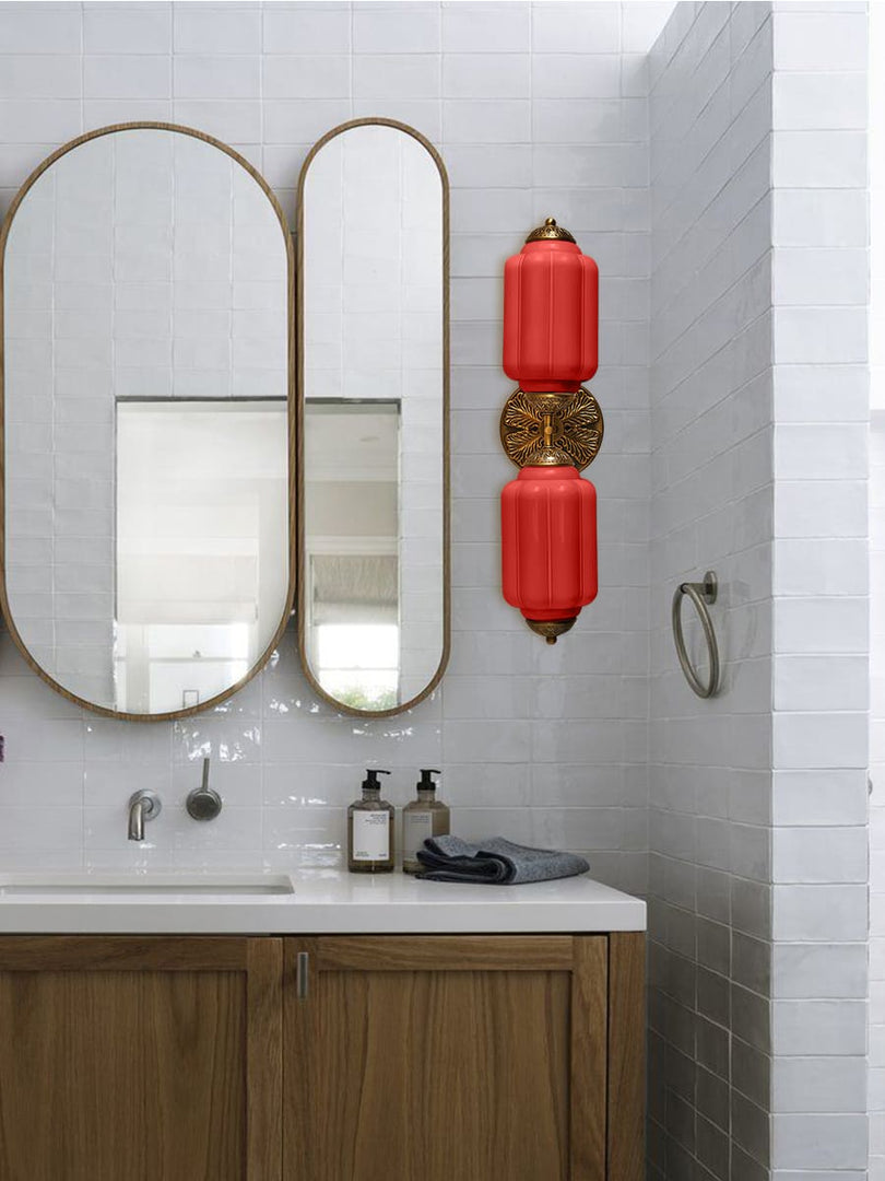 Aplique de pared horizontal Eloise de cristal vintage americano con forma de farol