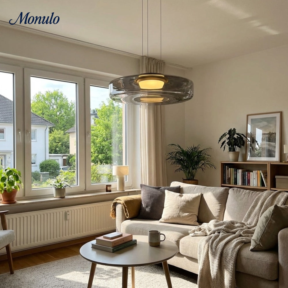 Lámpara colgante de vidrio con forma de disco apilado Verdoma Iluminación nórdica contemporánea para cocinas