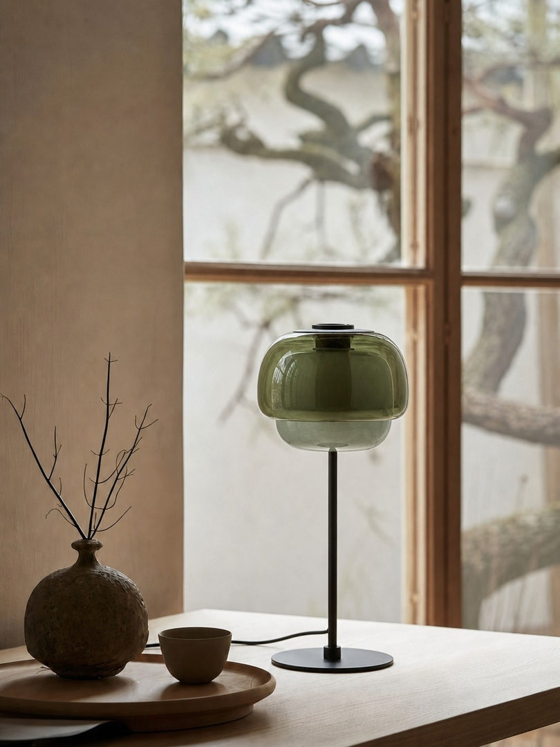 Clinco Tönungsglas Pilz-Silhouette Tischlampe – Vielseitige Designer-Tischbeleuchtung für Sideboard oder Nachttisch