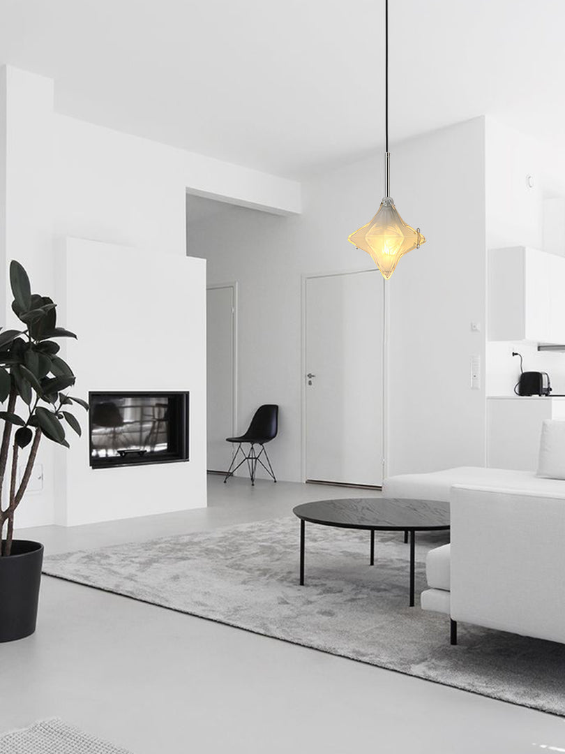 Lámpara colgante Art Déco Star de cristal esmerilado con estilo geométrico - Astris Elara 