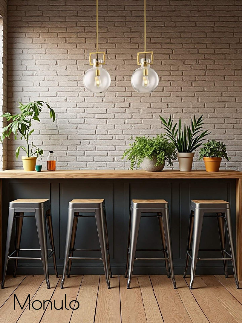 Industrielle klassische Filament-Glas-Globus-Inselpendelleuchte für Küche, Esstisch