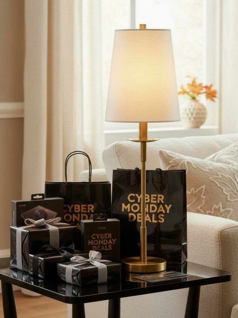 Lampe de table en fer et lin Rowan - Éclairage de chevet traditionnel élégant