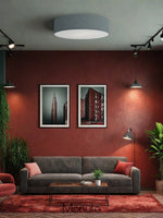 Load image into Gallery viewer, Soft Ceiling Lamp - Fabric &amp; Acrylic Round Light for Ambient Glow
