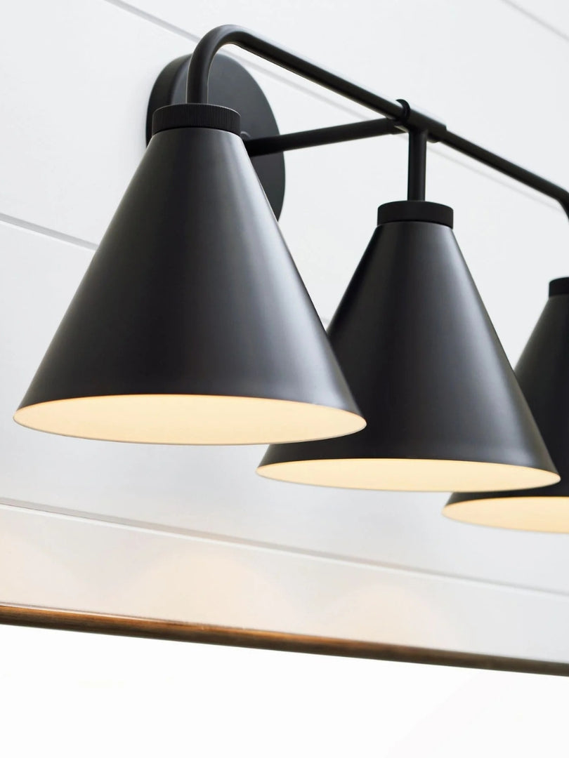 Korvi Tapered Sconce Cone Wall Light – Black or Brass Conical Retro Design