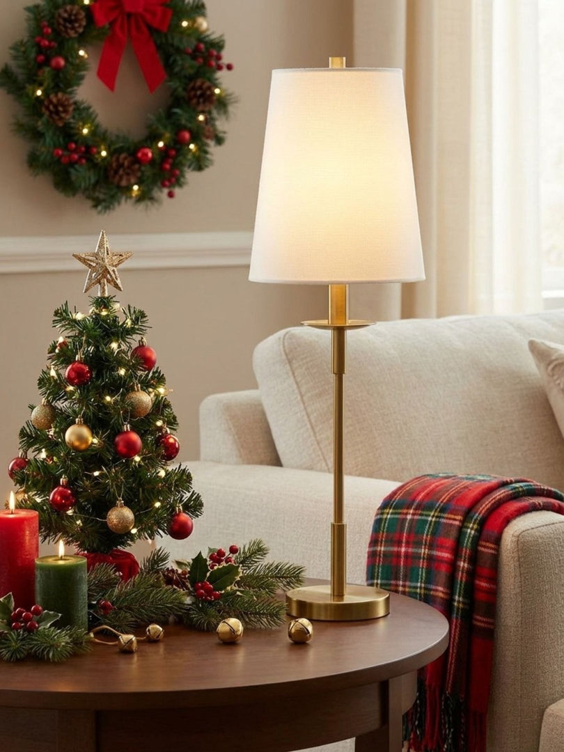 Lampe de table en fer et lin Rowan - Éclairage de chevet traditionnel élégant