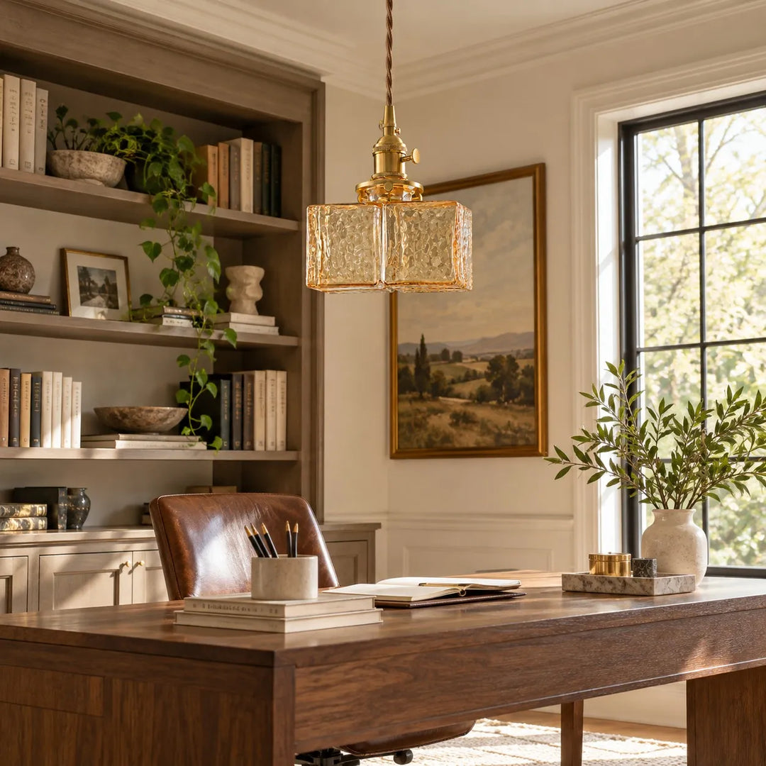 Vintage Sugar-Cube Glass Pendant Lamp