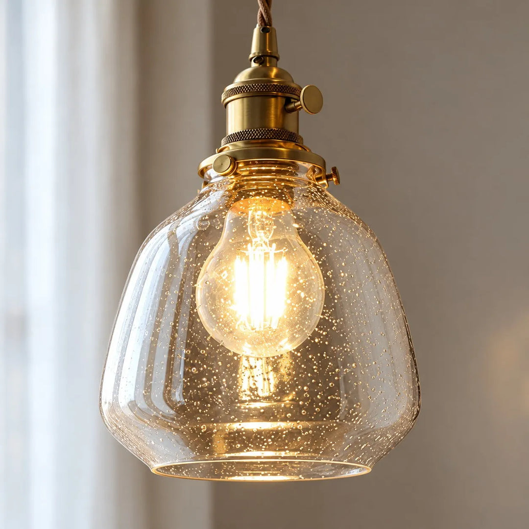 Bubble Glass Brass Pendant Light